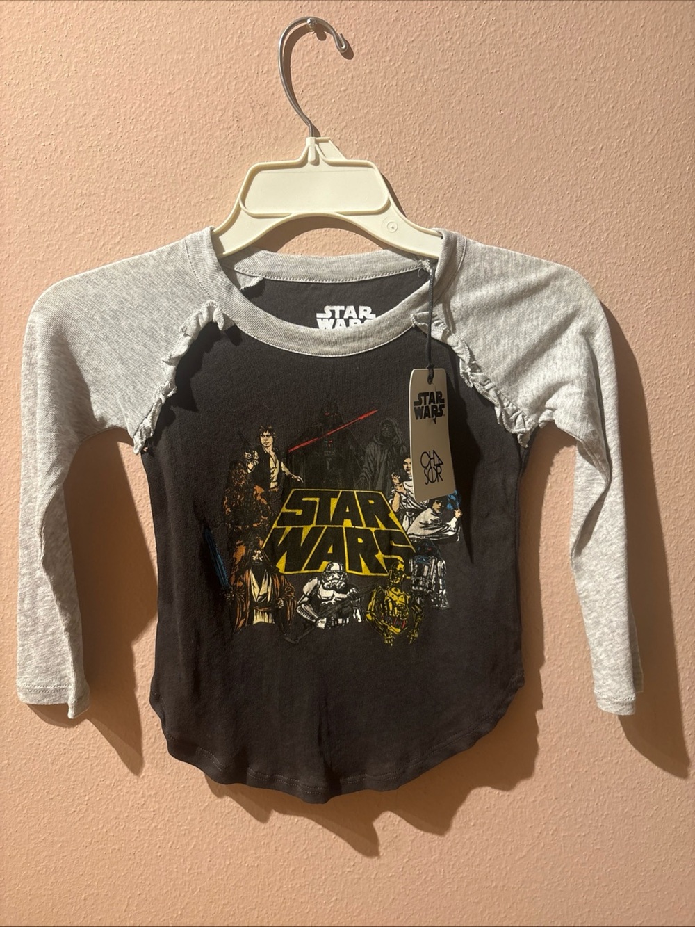 Chaser Star Wars retro graphic baseball T-shirt Kids Sz 4 NEW